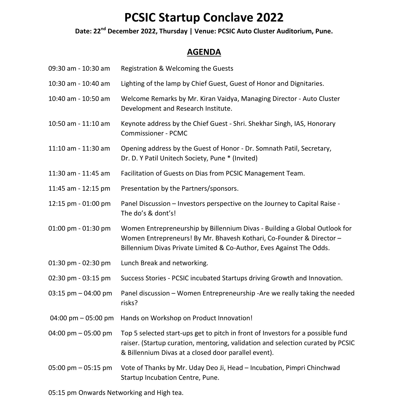 Startup Conclave 2022 – PCSIC